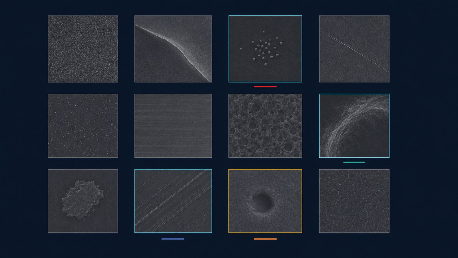 AI ビジュアライゼーション：SEM 欠陥画像のグリッドと分類信頼度の表示